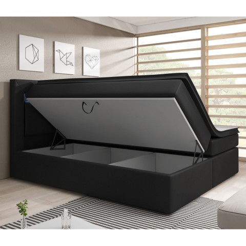 Pat Box Spring New Jersey cu spațiu de depozitare și iluminare LED 180 x 200 cm | negru č.2