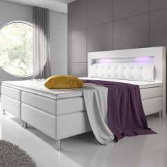 Pat Box Spring Montana cu iluminare LED 140 x 200 cm | alb č.1