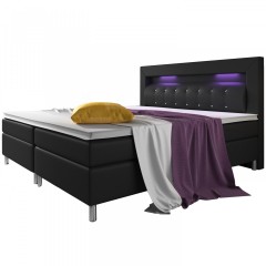 Pat Box Spring Montana cu iluminare LED 140 x 200 cm | negru č.2