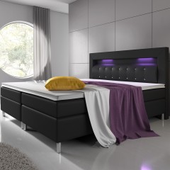 Pat Box Spring Montana cu iluminare LED 140 x 200 cm | negru č.1