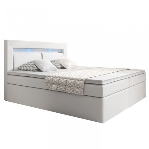 Pat Box Spring New Jersey cu spațiu de depozitare și iluminare LED 140 x 200 cm | alb č.3
