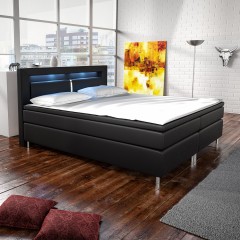 Pat Box Spring New Jersey cu iluminare LED 180 x 200 cm | negru č.1