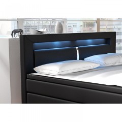 Pat Box Spring New Jersey cu iluminare LED 180 x 200 cm | negru č.2