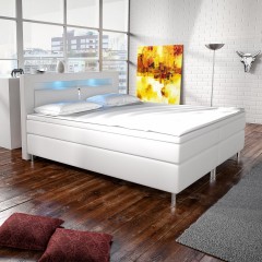 Pat Box Spring New Jersey cu iluminare LED 180 x 200 cm | alb č.1