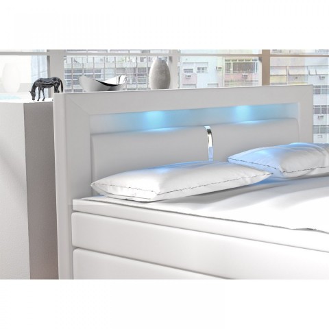 Pat Box Spring New Jersey cu iluminare LED 180 x 200 cm | alb č.3