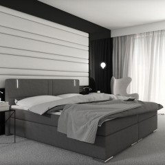 Pat Box Spring Maine cu iluminare LED 180 x 200 cm | gri č.1
