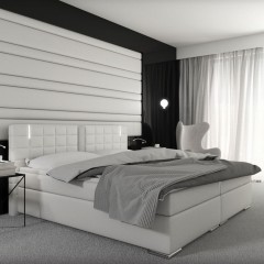 Pat Box Spring Maine cu iluminare LED 180 x 200 cm | alb č.1