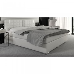 Pat Box Spring Maine cu iluminare LED 180 x 200 cm | alb č.2