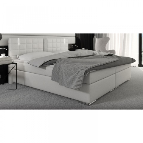 Pat Box Spring Maine cu iluminare LED 180 x 200 cm | alb č.2
