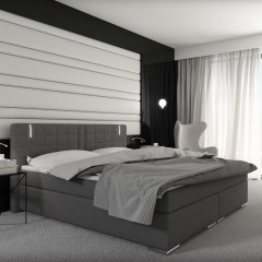 Pat Box Spring Maine cu iluminare LED 140 x 200 cm | gri