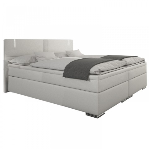 Pat Box Spring Georgia cu iluminare LED 180 x 200 cm | alb č.5
