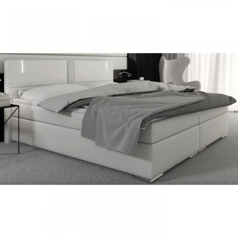 Pat Box Spring Georgia cu iluminare LED 180 x 200 cm | alb č.2