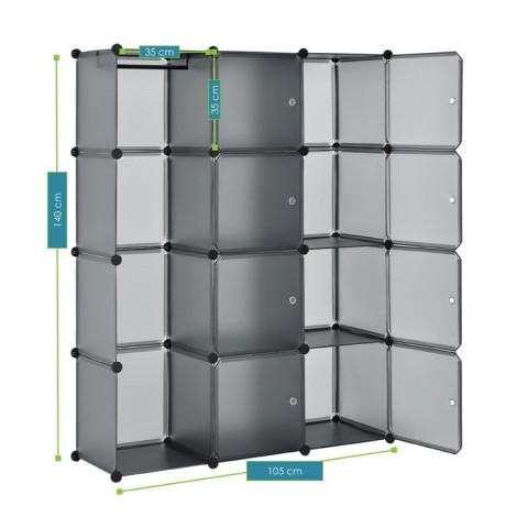 Sistem variabil de rafturi pentru încălțăminte 105 x 35 x 140 cm | 12 compartimente gri č.4