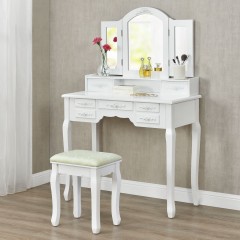 Masa toaleta, pentru machiaj, cu oglinda Hannah | alba č.1