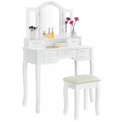 Masa toaleta, pentru machiaj, cu oglinda Hannah | alba č.2