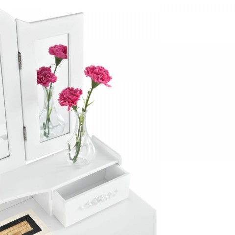 Masa toaleta, pentru machiaj, cu oglinda Hannah | alba č.5