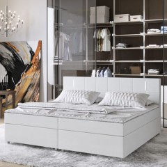 Pat Box Spring Cleveland cu iluminare LED 180 x 200 cm | alb č.1