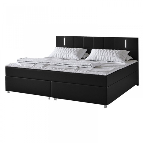 Pat Box Spring Cleveland cu iluminare LED 140 x 200 cm | negru č.6