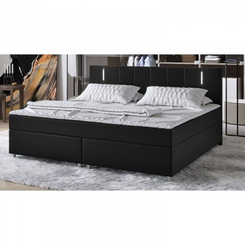 Pat Box Spring Cleveland cu iluminare LED 140 x 200 cm | negru č.2
