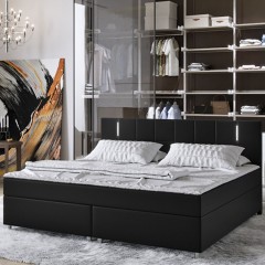 Pat Box Spring Cleveland cu iluminare LED 140 x 200 cm | negru