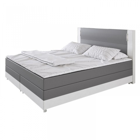 Pat Box Spring Denver cu iluminare LED 140 x 200 cm | gri închis / alba č.6
