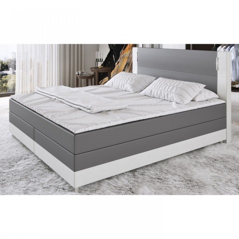 Pat Box Spring Denver cu iluminare LED 140 x 200 cm | gri închis / alba č.2