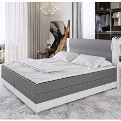 Pat Box Spring Denver cu iluminare LED 140 x 200 cm | gri închis / alba č.1