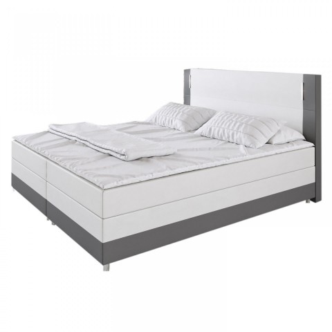 Pat Box Spring Denver cu iluminare LED 180 x 200 cm | alb / gri č.6