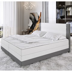 Pat Box Spring Denver cu iluminare LED 180 x 200 cm | alb / gri č.1
