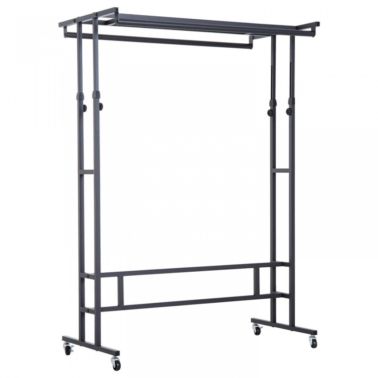 Suport metalic pentru haine, reglabil | negru