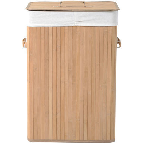 Coș din bambus pentru rufe, cu capac 72 L | deschis č.4