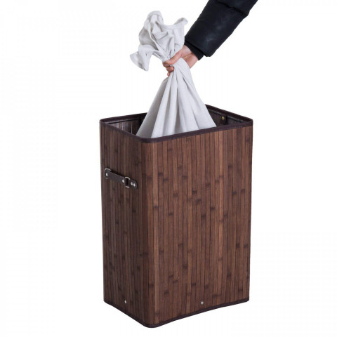 Coș din bambus pentru rufe, cu capac 72 L | maro č.5