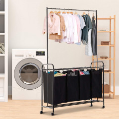 Suport pentru haine cu 4 coșuri de depozitare | negru č.2