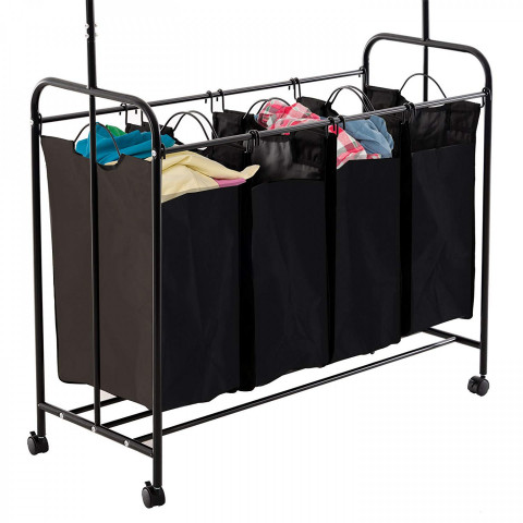 Suport pentru haine cu 4 coșuri de depozitare | negru č.4
