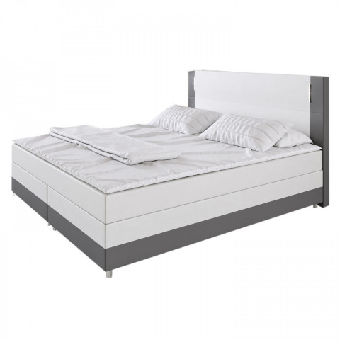 Pat Box Spring Denver cu iluminare LED 140 x 200 cm | alb / gri č.4