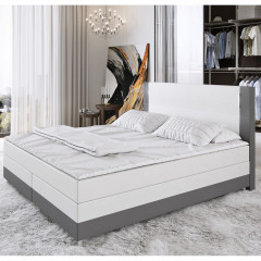 Pat Box Spring Denver cu iluminare LED 140 x 200 cm | alb / gri č.1