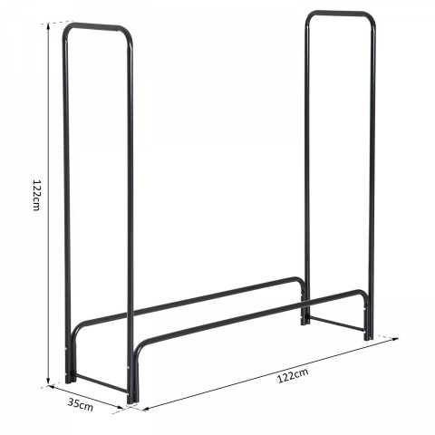 Suport de depozitat lemne pentru șemineu 122 x 35 x 122 cm | negru č.6