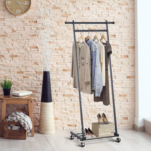 Suport pentru haine cu roti din metal | negru č.2