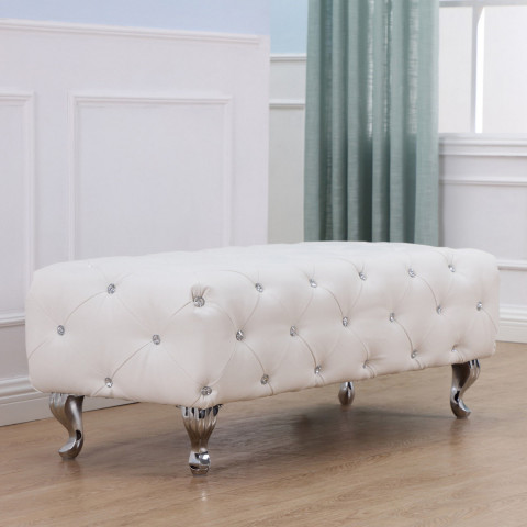 Banca tapițata retro 117 x 47 x 40 cm | alba č.2