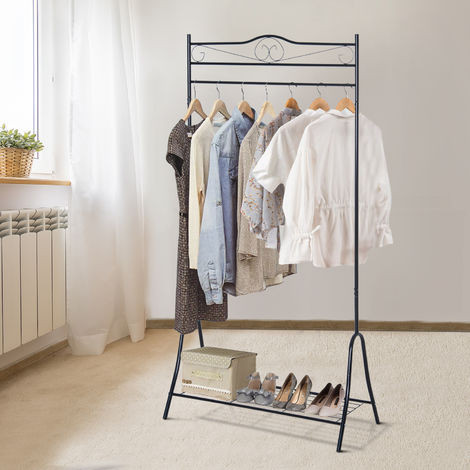 Suport din metal pentru haine și încălțăminte 175 cm | antic negru č.2