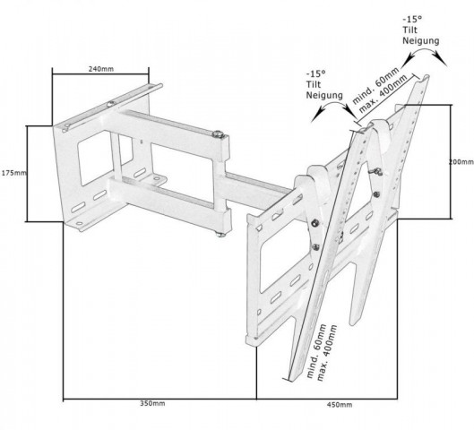 Suport reglabil, pe perete, pentru televizor 26-52" č.5