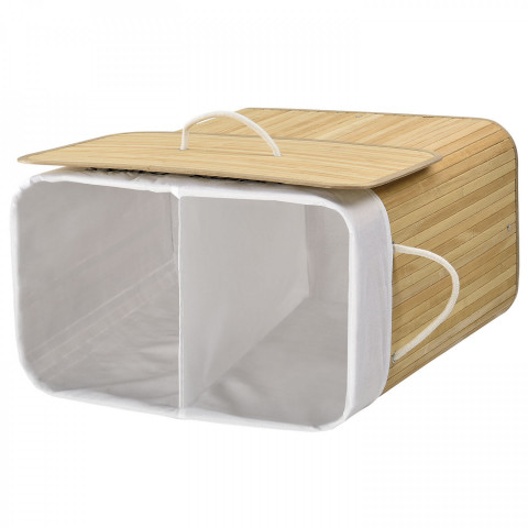 Coș din bambus pentru rufe, cu capac 100 L | natural č.5