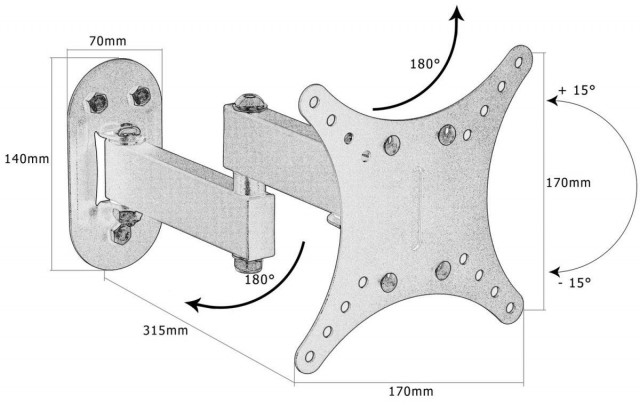 Suport ,pe perete, pentru televizor și monitor LCD 30" č.4