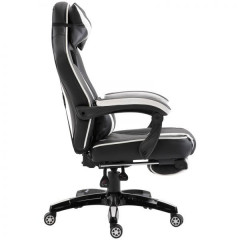 Scaun de lux pentru birou/ Scaun gaming cu suport pentru picioare Prince | negru - alba č.2