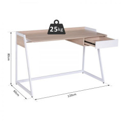 Masa PC 120 x 60 x 80 cm | alb + stejar č.3