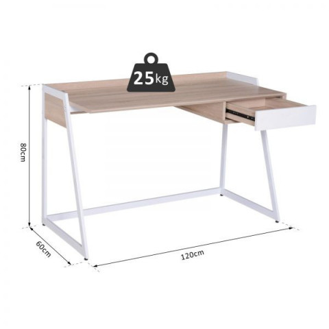 Masa PC 120 x 60 x 80 cm | alb + stejar č.3