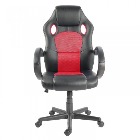 Scaun de birou Racing design negru-roșu  č.3
