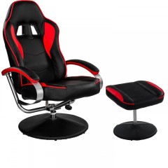 Scaun de birou GT Relax Racer cu suport pentru picioare | negru-roșu č.1