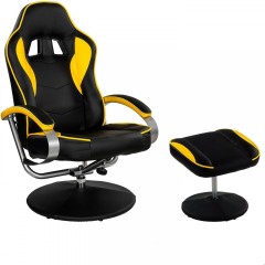 Scaun de birou GT Relax Racer cu suport pentru picioare | negru-galben