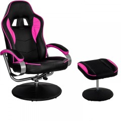 Scaun de birou GT Relax Racer cu suport pentru picioare | negru-roz č.1